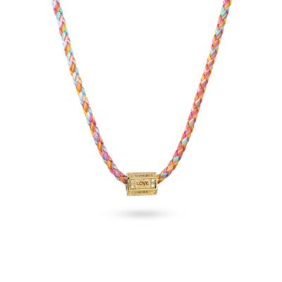 Kette mit Anhänger ELLI "Halskette Love Colorful Zirkonia Weiß 925 Sterling Silber" Gr. 45, gold, Halsketten, Damen, Silber 925 (Sterlingsilber)