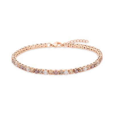 Armband S.OLIVER "Stone Row", rosa (roségoldfarben, bunt, bunt), Armbänder, Damen, 20cm, Edelstahl, Armband, mit Zirkonia (synth.)