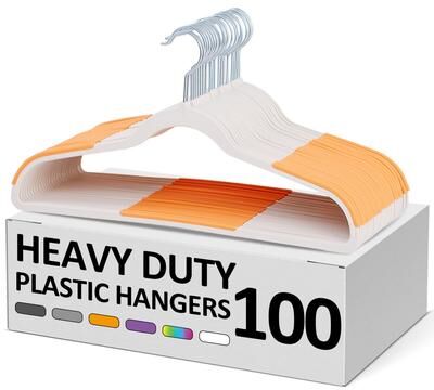 100 Pack Clothes Hangers Plastic Coat Hangers Non-Slip Space-Saving Swivel Hook
