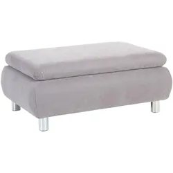 HOCKER Kaye Bezug Veloursstoff Metallfuß verchromt / silber