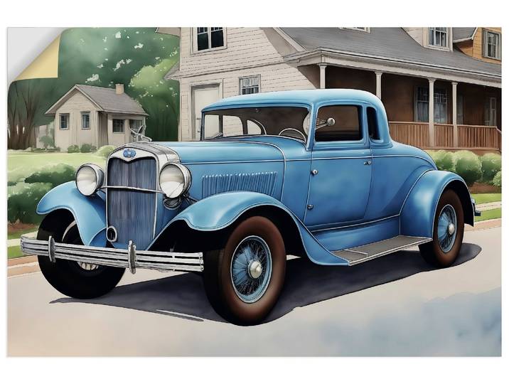Wandbild ARTLAND Blauer Oldtimer der 1930er Jahre , blau (farbe bild(er): blau), B:60cm H:40cm, Bilder, Wandbild, als Alubild, Leinwandbild, Poster, Wandaufkleber in verschied. Grössen