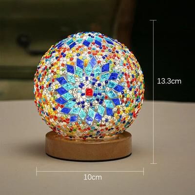 Inspired Living Bohemian Stained Glass USB LED Desk Lamp With Warm Dimmable Light blue