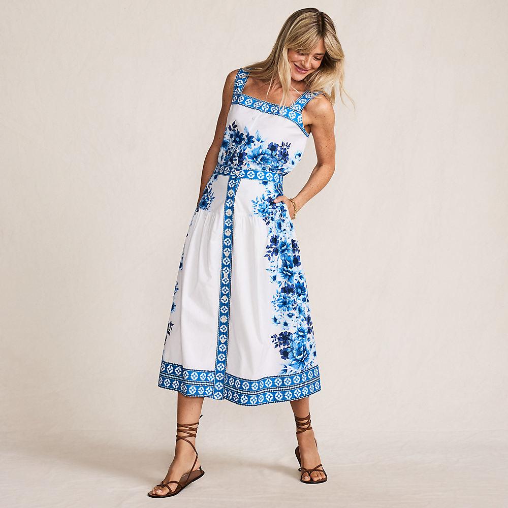Midirock aus Baumwoll-Popeline für Damen, Damen, size: regular, Blau, Baumwolle, by Lands' End
