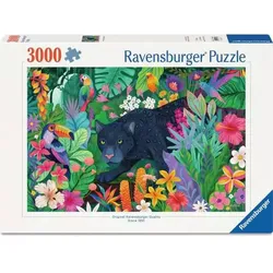 Ravensburger 12001748 Erwachsenenpuzzle 3000 Teile - Panther im blühenden Dschungel