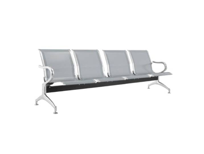 FBasic Sitzbank für Wartezimmer aus Stahl mit 4 Sitzplätzen 240x71x78H Farbe Silber Airport