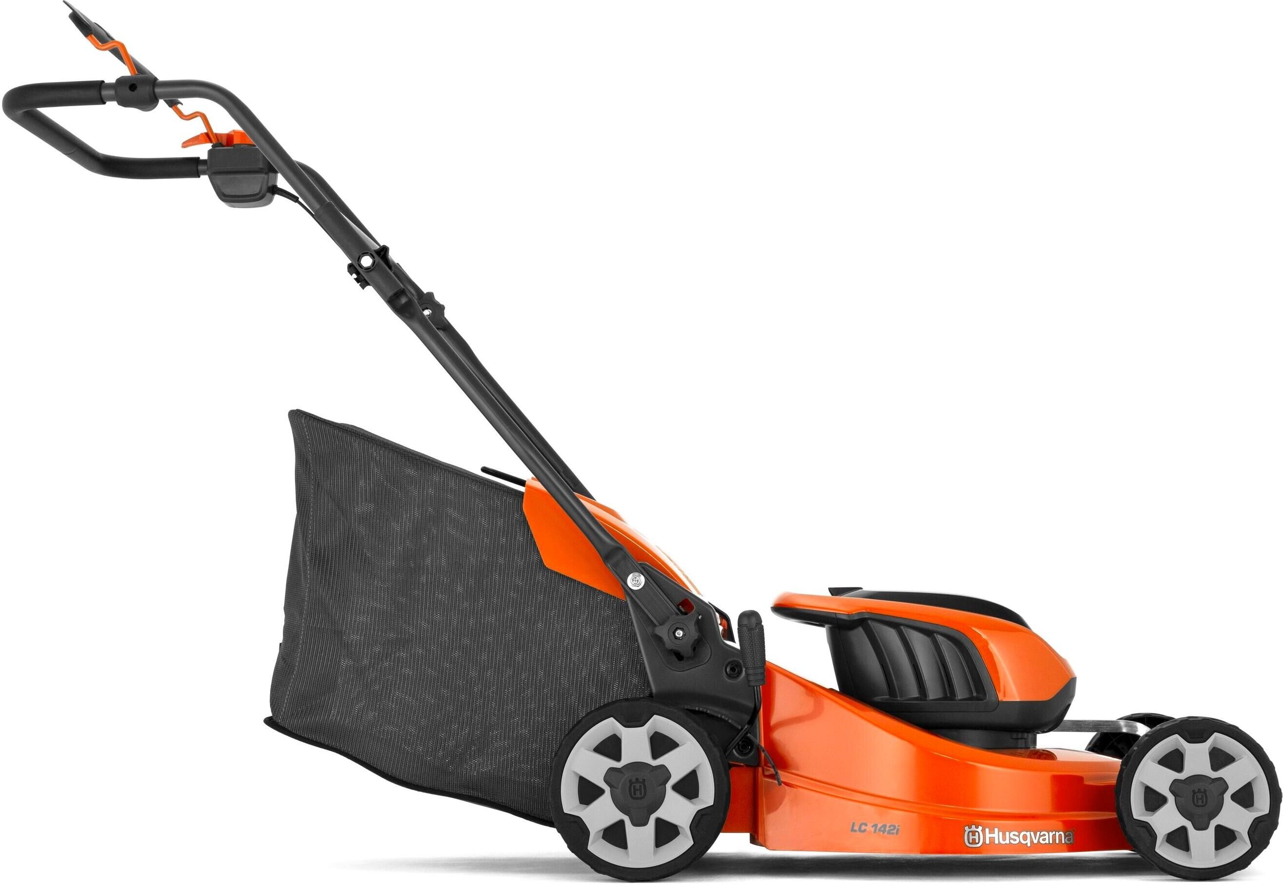 Akkurasenmäher HUSQVARNA "LC 142i Solo", orange (bunt), Rasenmäher, Akkurasenmäher bunt Einheitsgröße
