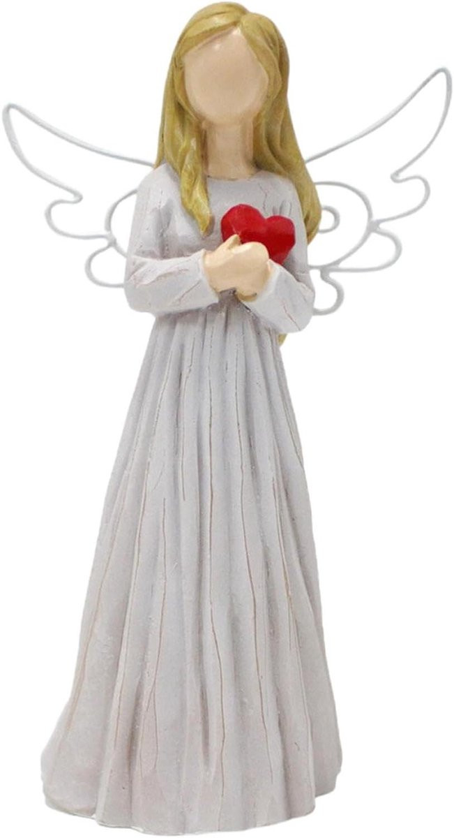 Guardian Angel Decoratiebeeldje met Hart - Resin Beschermengel Figuur voor Huisdecoratie