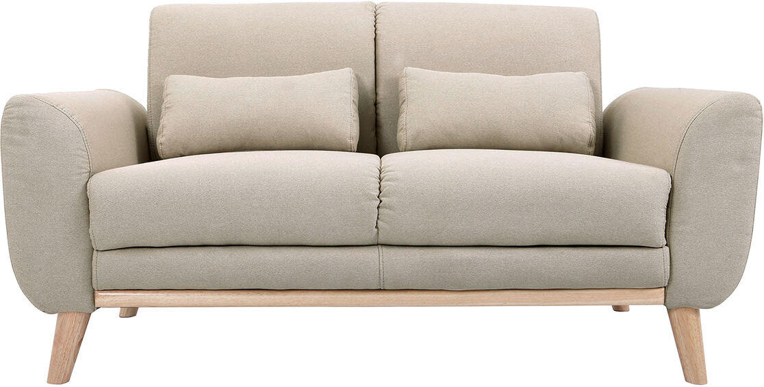 Miliboo Design-Sofa 2 Plätze Stoff naturfarben und Eichenbeine EKTOR