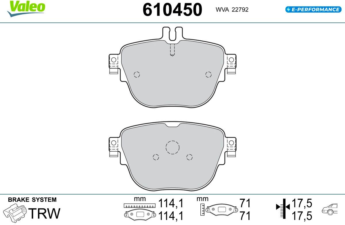 Valeo Bremsbelagsatz, Scheibenbremse 610450 Hinterachse Für Mercedes (Bbdc)