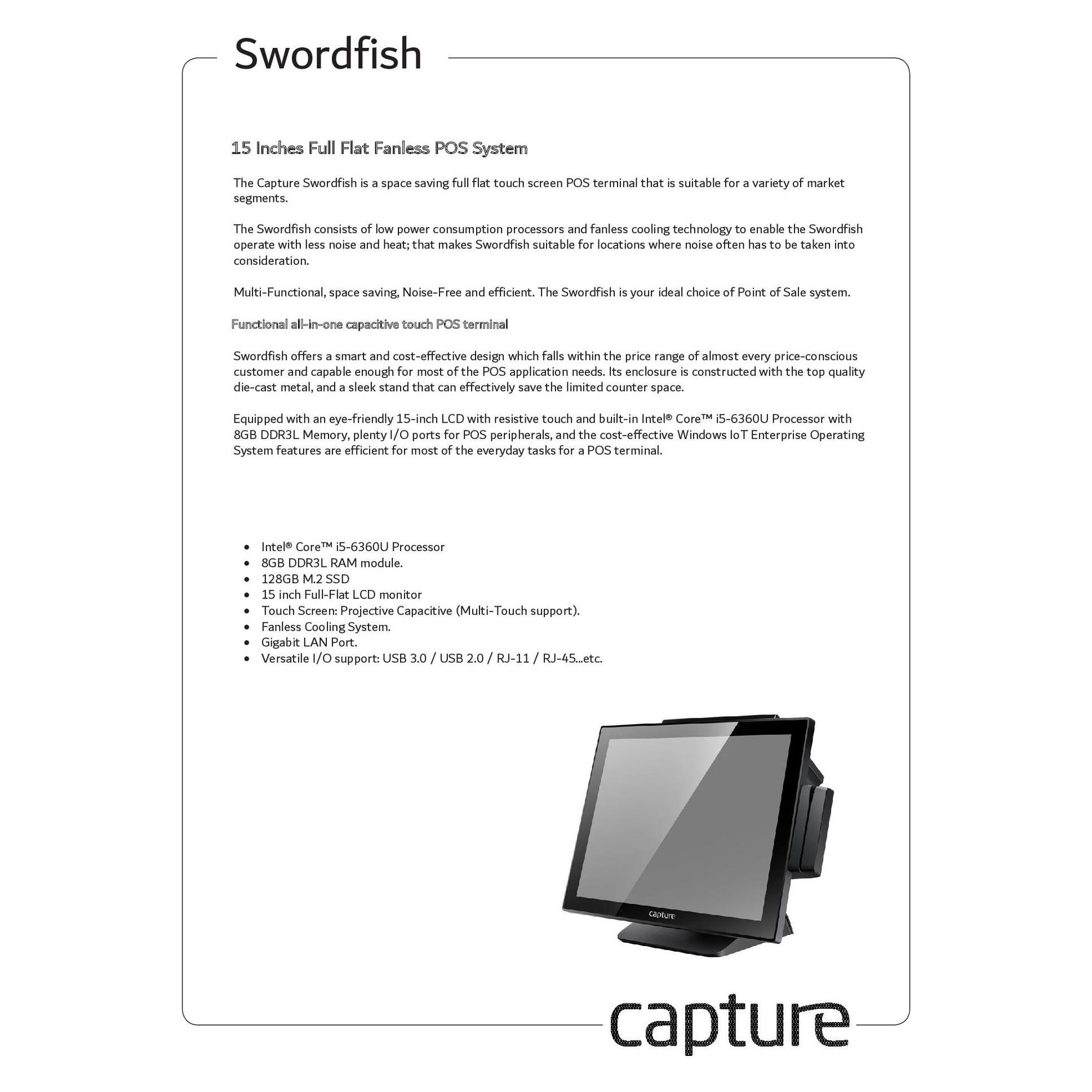 Capture Swordfish i5 POS System (CA-SY-21122)