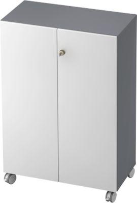 Rollenschrank TOPAS LINE, 3 Ordnerhöhen, Türen abschließbar, graphit/weiß