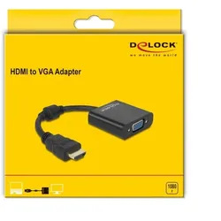 Delock Adapter HDMI Stecker zu VGA Buchse schwarz