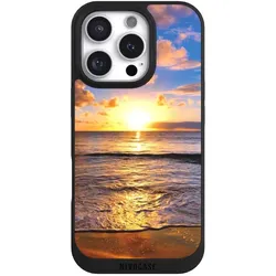 Nivocase Handyhülle für Apple iPhone 16 Pro Hülle NIVOpure Case Schwarz Meer Sonnenuntergang Strand (Apple iPhone 16 Pro), Smartphone Hülle, Schwarz