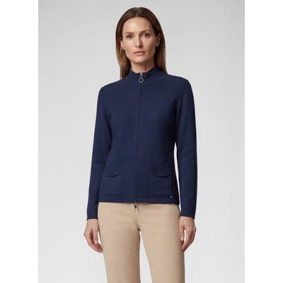 Strickjacke RABE "Strickjacke", Damen, Gr. 46, dunkelblau, Obermaterial: 50% Baumwolle, 50% Polyacryl, unifarben, tailliert, Strickjacken Strickjacke