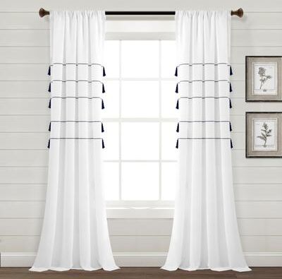 Lush Decor Farmhouse Boho Stripe Woven Tassel Yarn Dyed Cotton Window Curtain Panel Pair