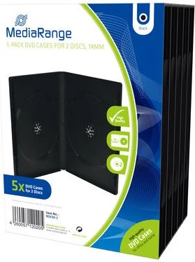 MEDIARANGE 2 DVD 14 mm schwarz - 5 Stück/Packung, 5 Stk