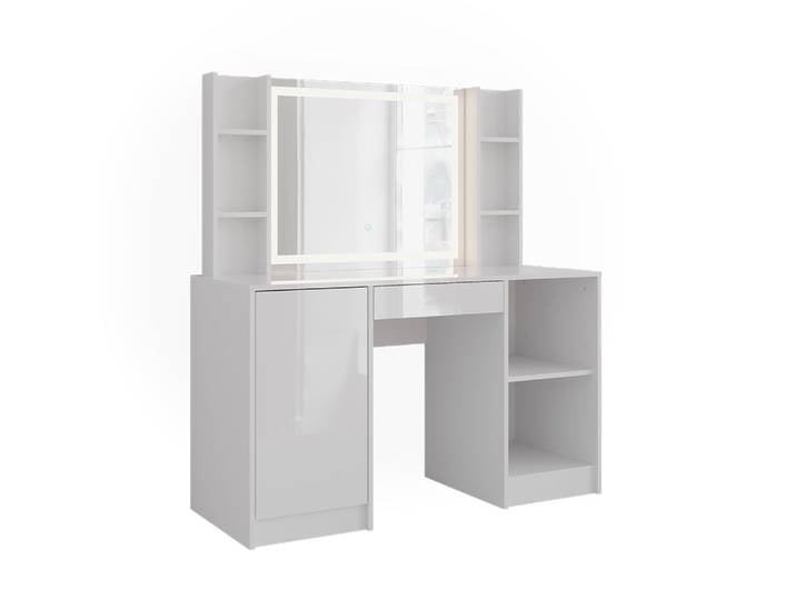 Coiffeuse 4 parties blanc/blanc brillant 128.2x76cm