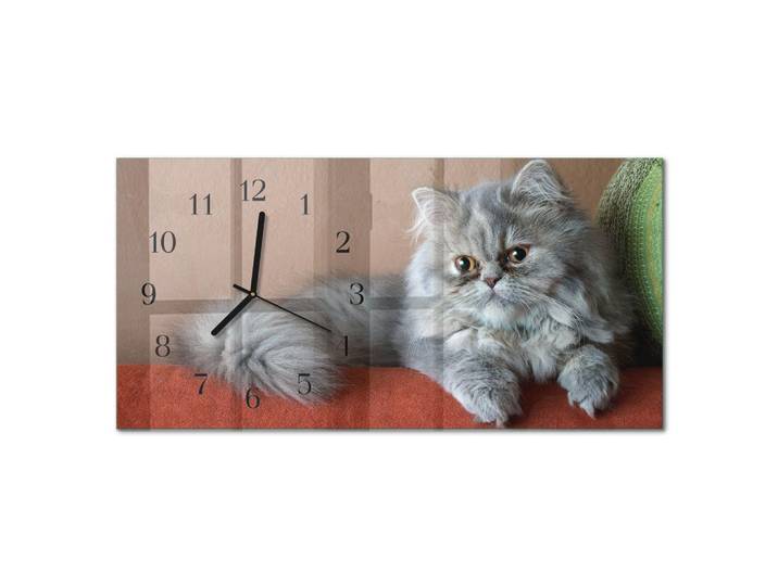 Tulup Wanduhr 60x30 cm - Wasser, Grau, Glas, Rechteckig, 60x30x0.4 cm, Dekoration, Uhren, Wanduhren