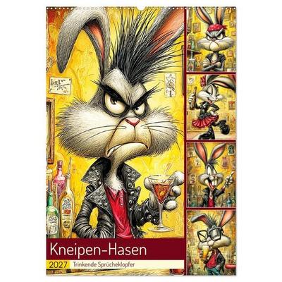 Kneipen-Hasen. Trinkende Sprücheklopfer (Wandkalender 2027 DIN A2 hoch), CALVENDO Monatskalender