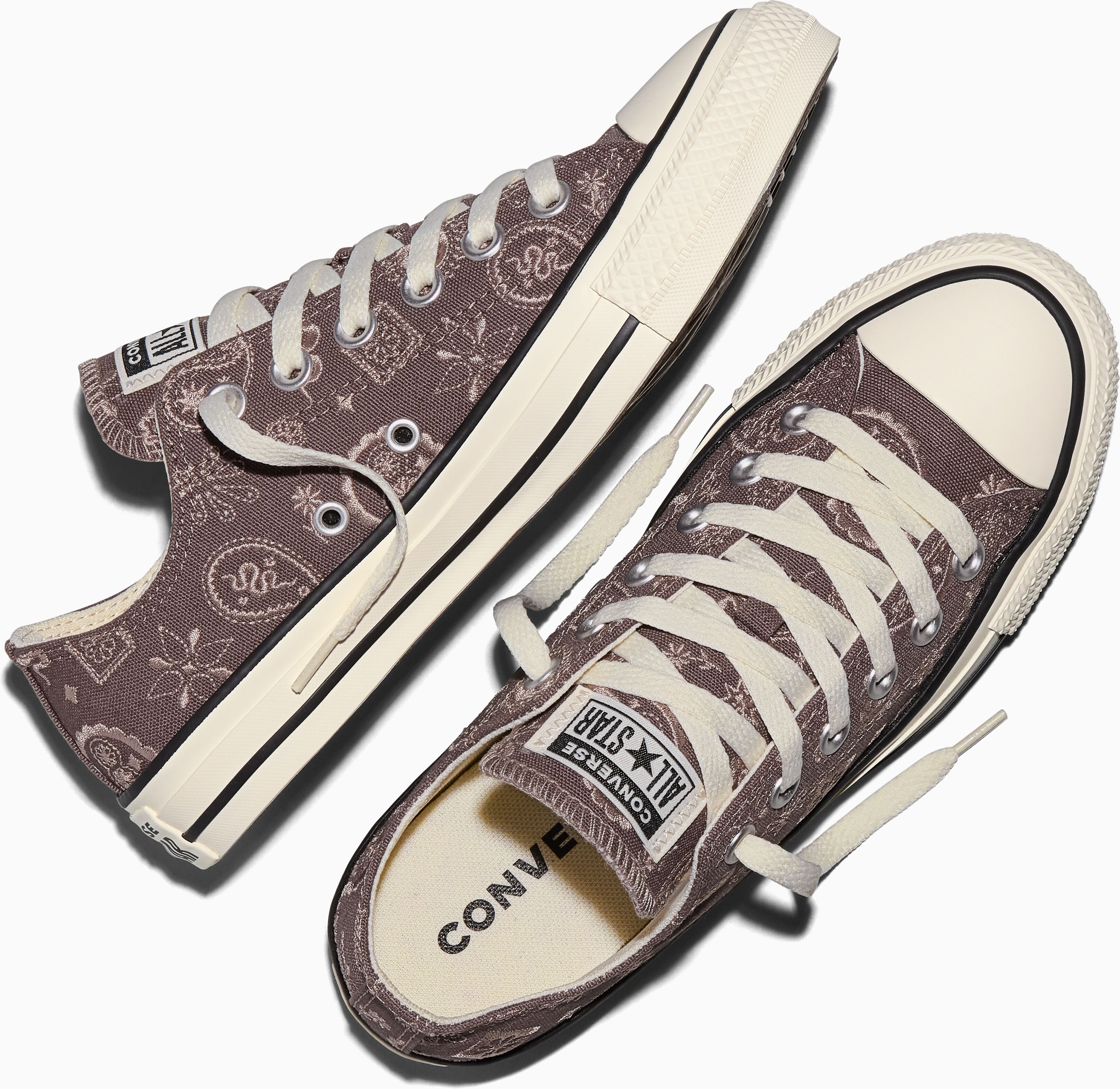 Sneaker CONVERSE "CHUCK TAYLOR ALL STAR PAISLEY POP", Damen, Gr. 39, Synthetik, braun (pot hole plum, egret), Textil, Schuhe Sneaker pot hole plum, egret 39, Synthetik