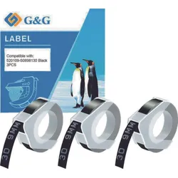 G&G Prägebänder 3D ersetzt Dymo S0847730, 9 mm, weiß auf schwarz