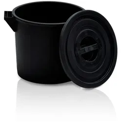 Kunststoffbehälter mit Deckel, 35 l, Regranulat, schwarz