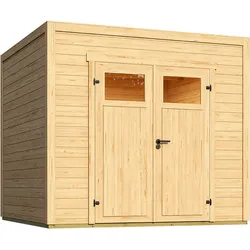 Weka Design-Gartenhaus Batu - 28 mm - Modern Storage 250 x 200 cm (Batu 1,5) naturbelassen Rahmen-Doppeltür