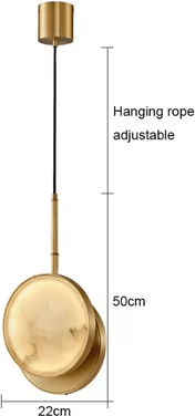 Inspire Curations Round Marble Copper LED Wall Lamp pendant Lighting warm Light marble