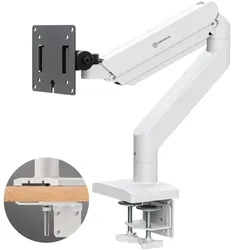 ONKRON Monitor Halterung für 13 - 55 Zoll Flach & Curved Bildschirm bis 25 kg, Monitor Arm mit Gasdruckfeder, VESA 75x75 - 100x100,G110-BW
