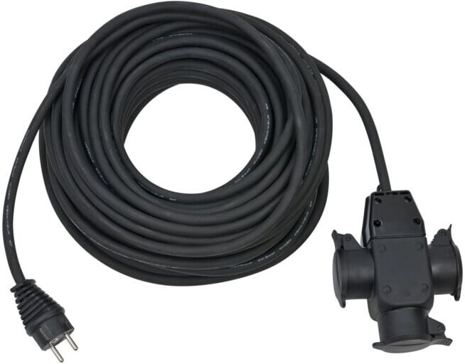 Câble de rallonge de chantier 25m H07RN-F3G1,5 noir avec 3 prises en caoutchouc IP44 ; Brennenstuhl (1167820301)