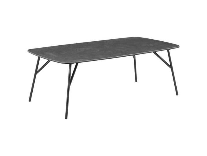 Couchtisch, Grau & Schwarz, 60x40x110 cm, Metall & Glas & Keramik, Rechteckig, Modern, Xora