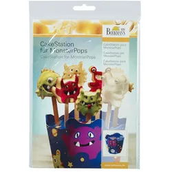 BIRKMANN CakeStations für MonsterPops, Kuchenhalter, Kuchen Lolli, Backzubehör, Kunststoff / Pappe, Ø 17 cm, 443044