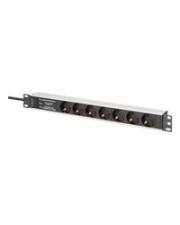 DIGITUS 1U Alu PDU Rackmount. 6x Safety outlet 1x Rackmount.,6x outlet,1x 16A,230VAC,50/60Hz,Surge Protection,Line Filter (DN-95441)