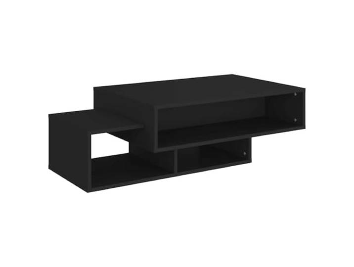 KUTYWEXFM Couchtisch Schwarz 105x55x32 cm Sofatisch Holzwerkstoff Stauraumwunder fürs Wohnzimmer: Drei offene Fächer halten Zeitschriften und Bücher stets übersichtlich griffbereit.