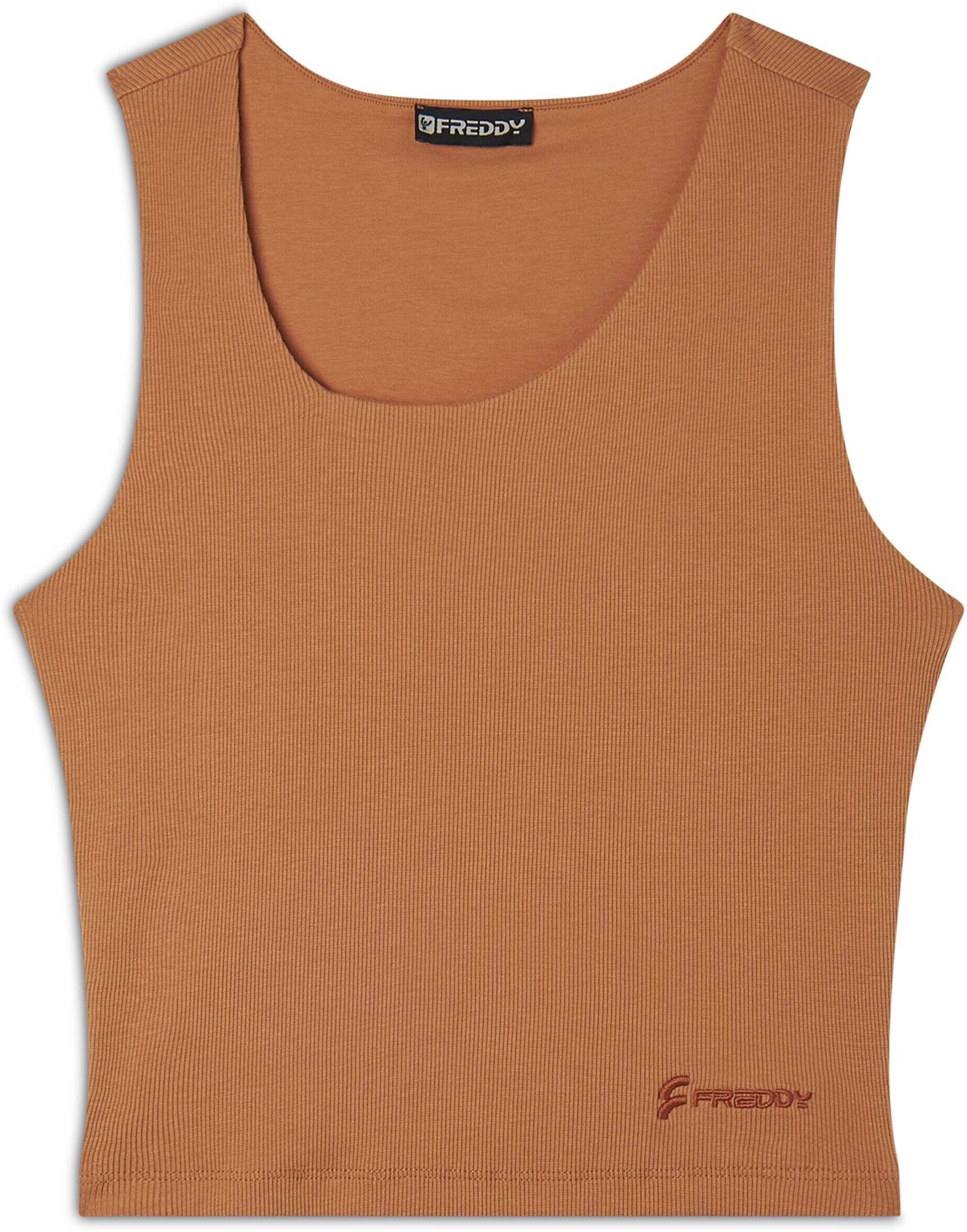 Tanktop FREDDY "Tank S25WMCT3", Damen, Gr. XS, grau (anthrazit), Obermaterial: 97% Baumwolle CO. 3% Elasthan EL., Tops Tanktop anthrazit XS
