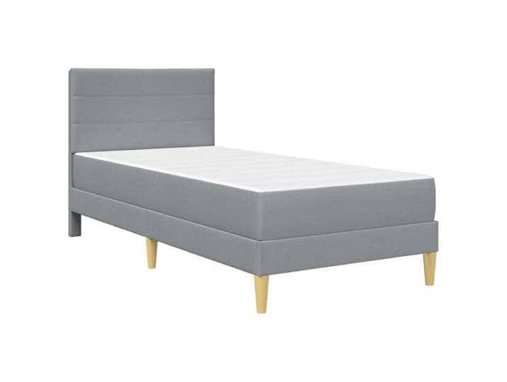 KTHLBRH Einzelbett mit Matratze hellgrau 90 x 190 cm Stoff Gepolstertes Kopfteil, Lattenrost, Taschenfedern, Unterbett-Aufbewahrung, einfache Reinigung