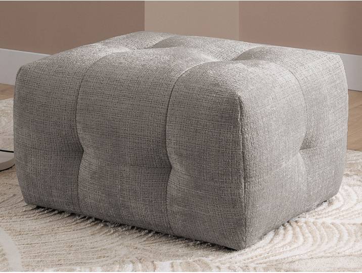 S-Style Möbel Kozy - komfortabler Hocker im Bumpy-Design aus weichem Chenille-Stoff - Taupe