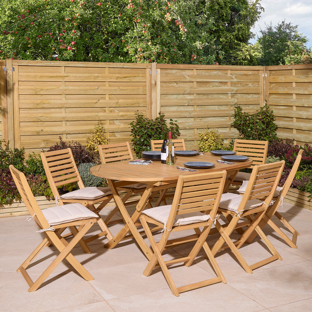 Rowlinson Ashdown Folding 8 Seat Oval Dining Set with Cushions Brown 8