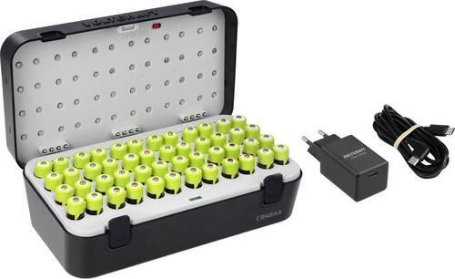 VOLTCRAFT Set bestehend aus CB48AA Rundzellen NiMH Lilon Ladegerät-Box und 48x Mignon (AA)-Akku (Ready to use) NiMH 2400 mAh 1.2V
