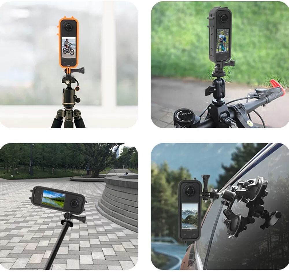 INF Cadre d'extension orange pour Insta360 X5 : Fixation trépied et sabot froid