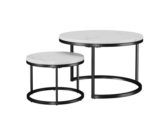 Table basse gigogne blanche et dorée