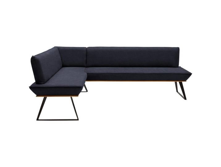 Voleo Eckbank, Schwarz, Eiche, Metall, Eiche, massiv, 5-Sitzer, L-Form, 243x163 cm, Stoffauswahl, in den Filialen seitenverkehrt erhältlich, Esszimmer, Bänke, Eckbänke