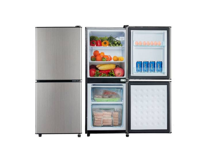 Merax Kühlschrank Kühl-/Gefrierkombination BCD-106W, 101.8 cm hoch, 42.5 cm breit, 106 Liter, LED-Beleuchtung, verstellebare Ablage und Füße