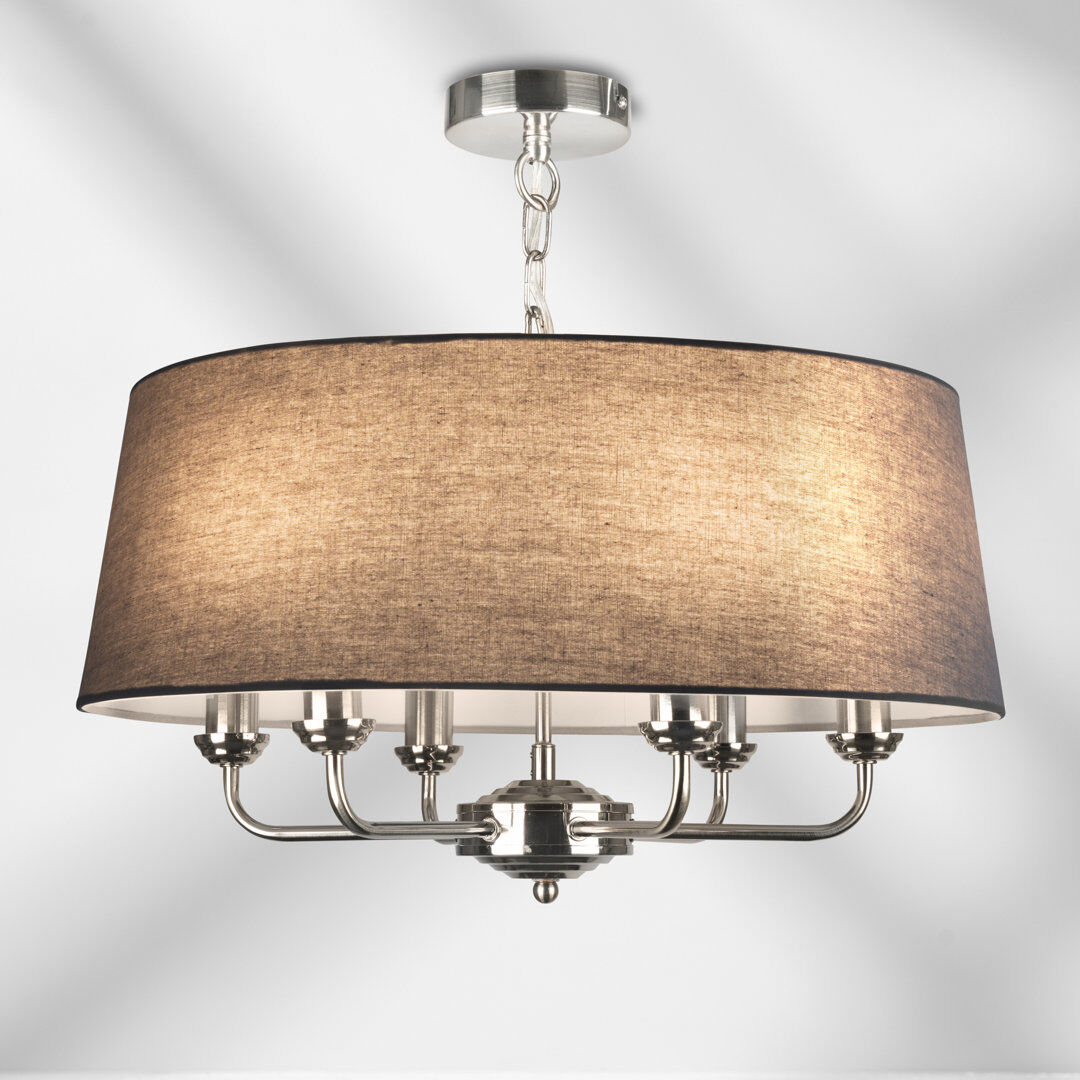 17 Stories Surafel 6 - Light Drum Chandelier Silver 35cm H X 52cm W X 52cm D
