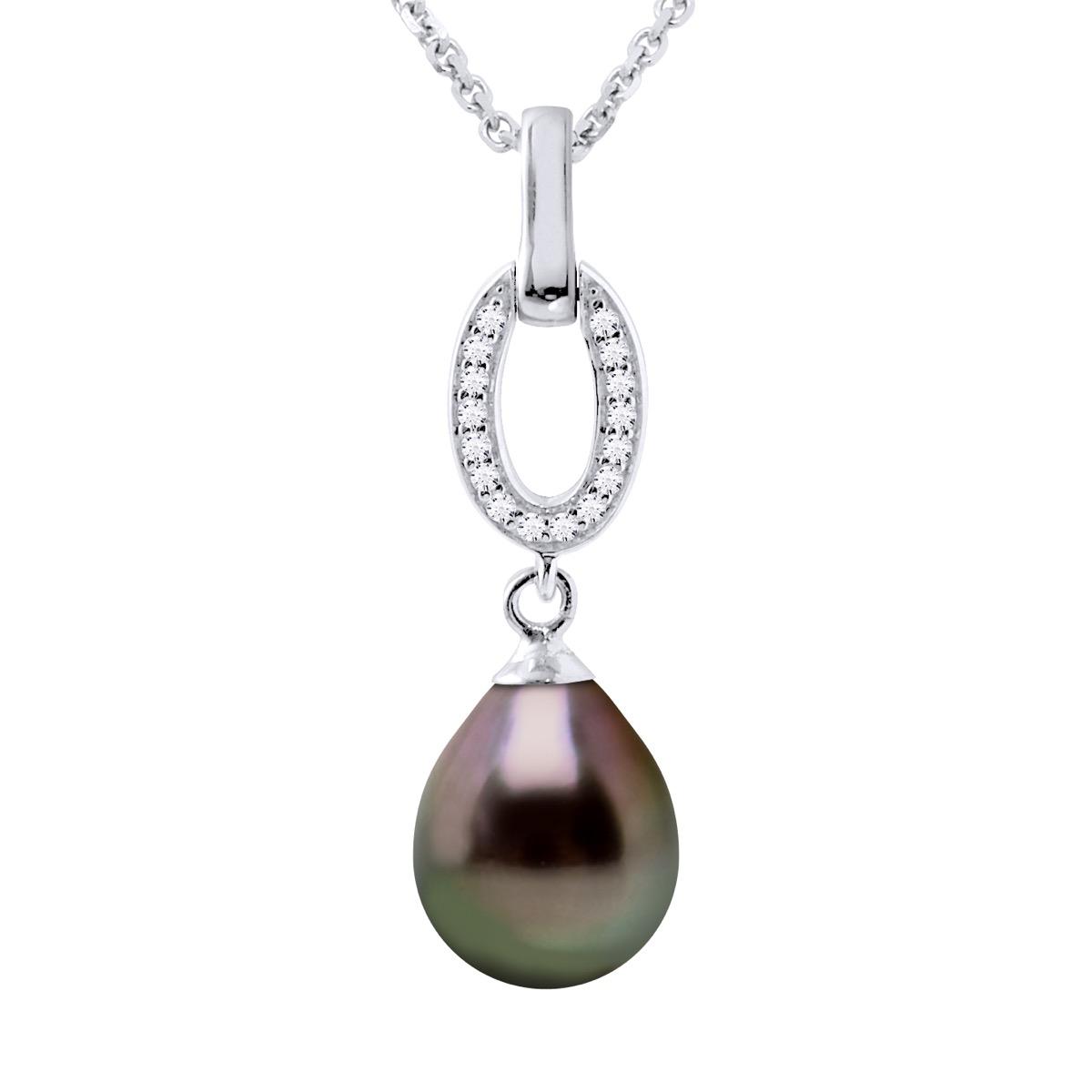 Halsketting - Echte Gekweekte Tahiti Parel Peer 8-9 mm