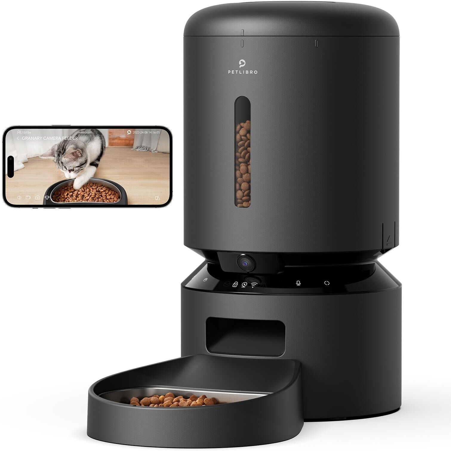 Futterautomat "Petlibro Granary Camera Monitoring Feeder 5l", schwarz, H:34cm, Futterautomaten, Futterautomat schwarz Einheitsgröße