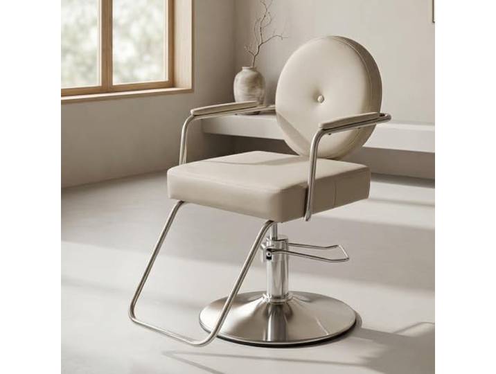 Dalumian Friseurstuhl, robuster Barber-Stuhl mit Fußstütze Sanft um 360° drehbar, Leder und Schaumstoff; ideal für Haarschnitte, Flechtfrisuren und Styling