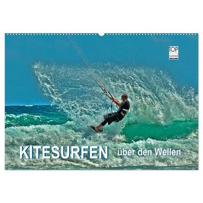 Kitesurfen - über den Wellen (Wandkalender 2027 DIN A2 quer), CALVENDO Monatskalender