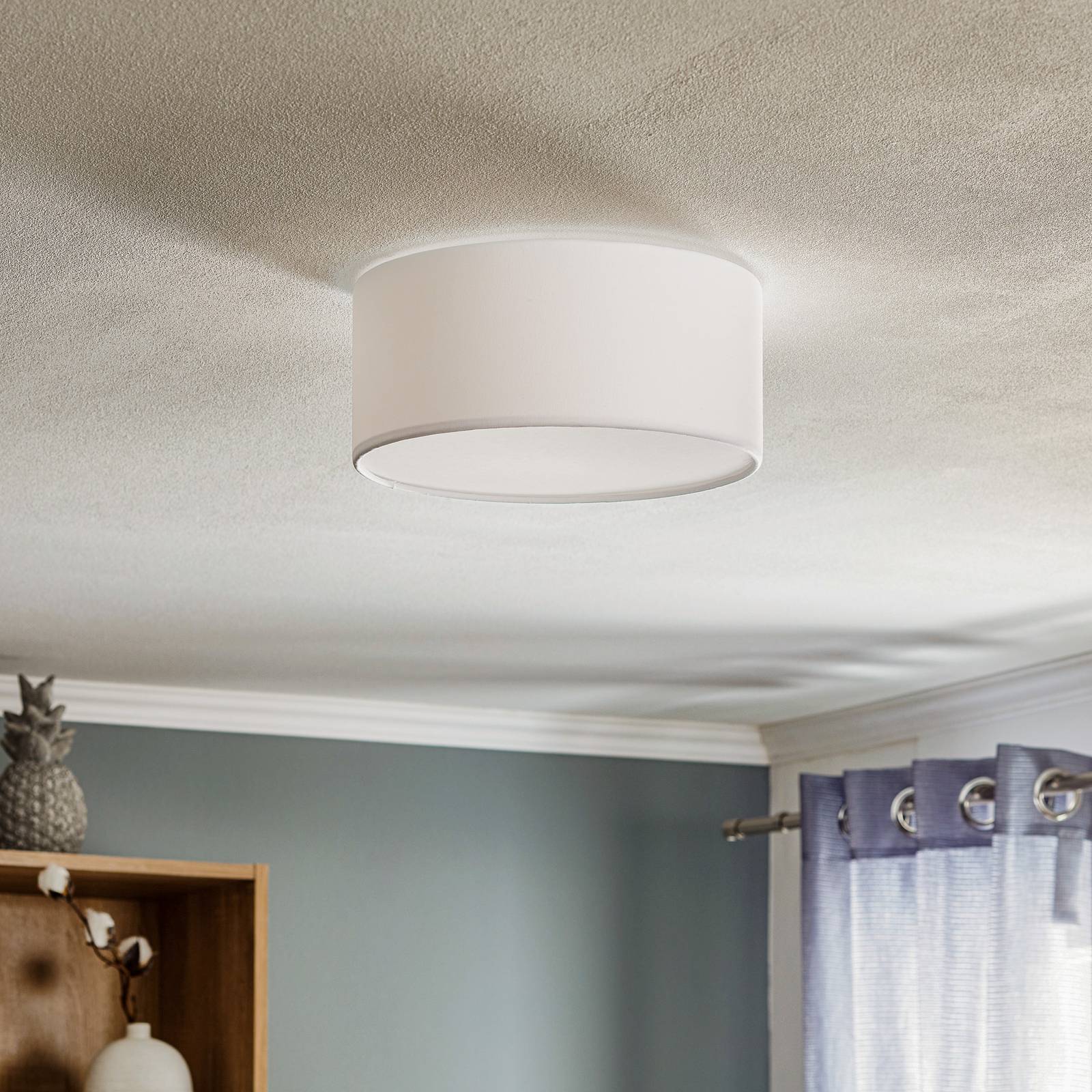 Ceiling Light Rondo TK Lighting, dimmable, White / opal, Bedroom, Textile / fabric / silk, Modern, Ceiling Light