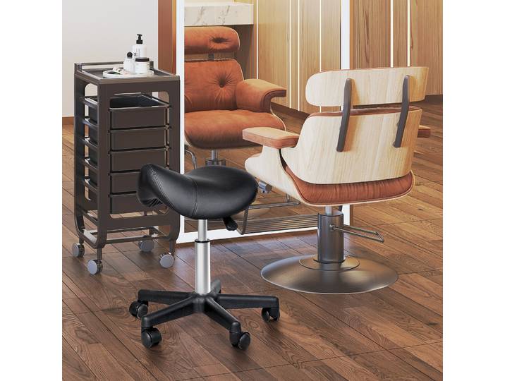HOMCOM Tabouret Massage Pivotant Hauteur Réglable Noir